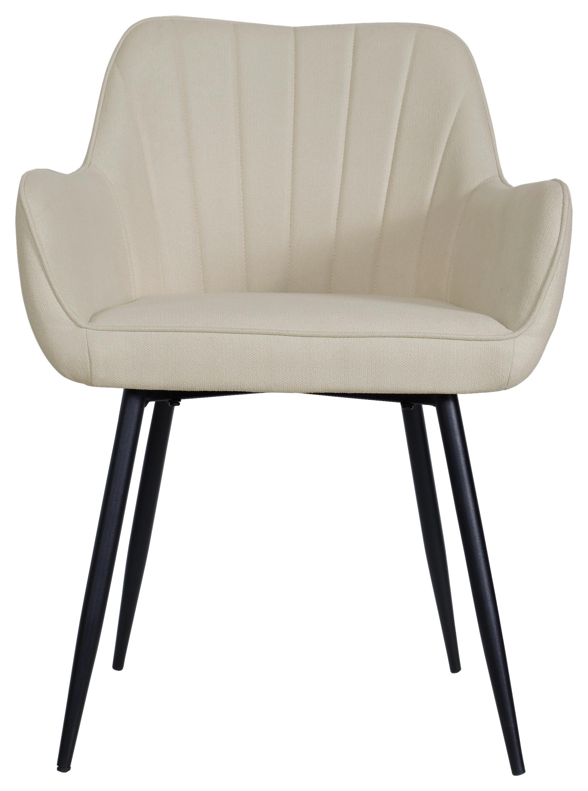 Armlehnstuhl Anna Beige Echtholz Beine - Beige/Schwarz, MODERN, Holz/Textil (57/79/58cm) - MID.YOU