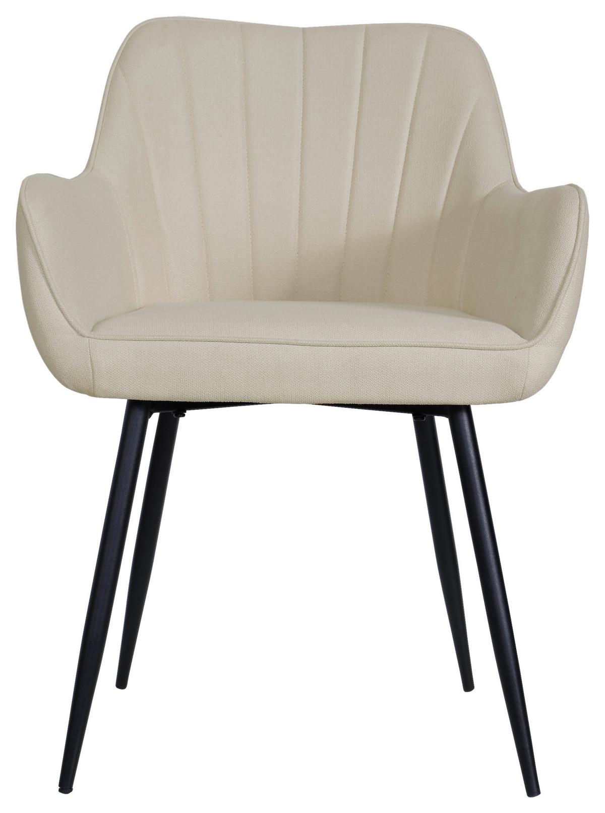 Armlehnstuhl Anna Beige Echtholz Beine - Beige/Schwarz, MODERN, Holz/Textil (57/79/58cm) - MID.YOU