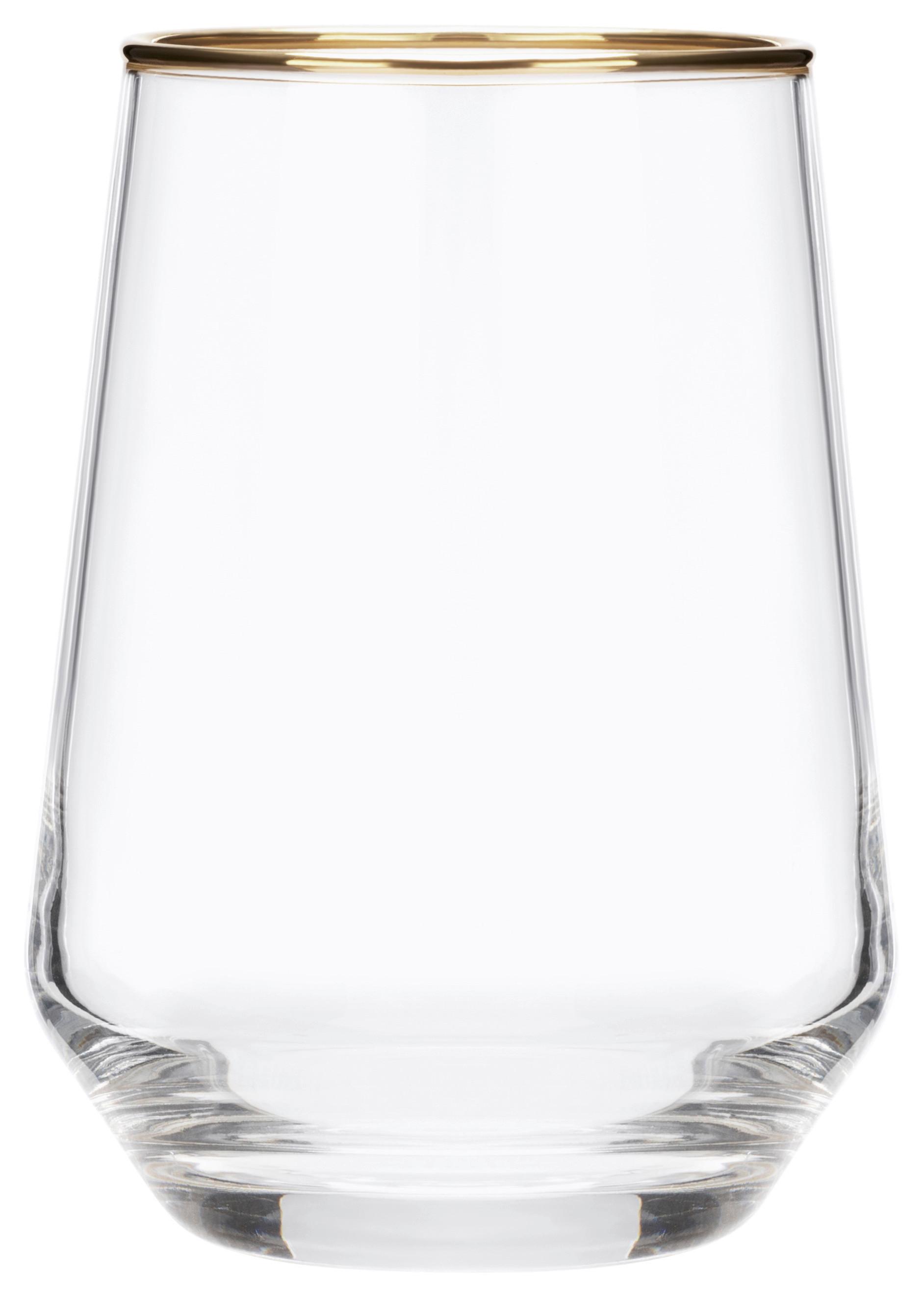 Trinkglas Winona - Klar/Goldfarben, Basics, Glas (6.6/11.5cm) - Luca Bessoni