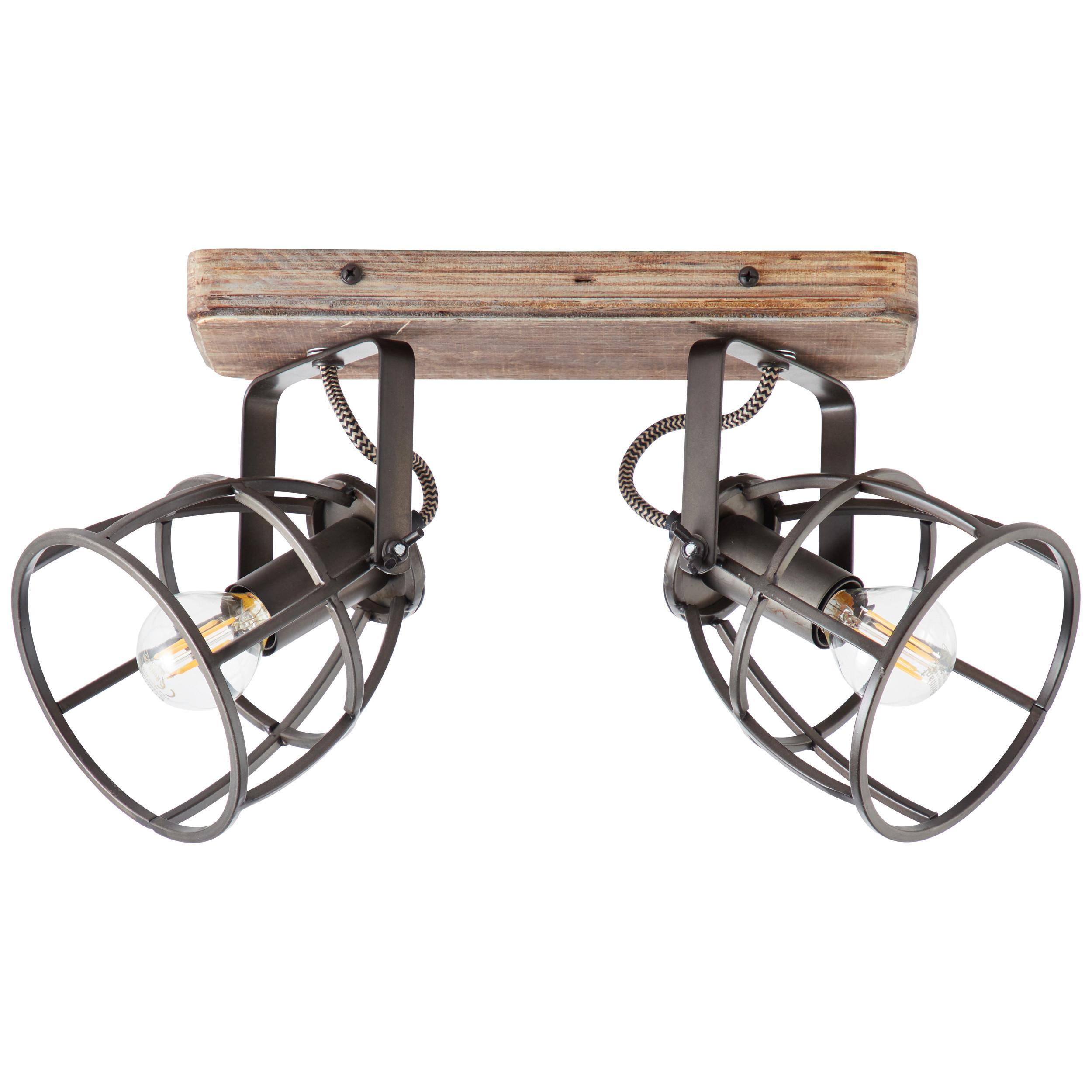 Deckenleuchte Matrix Schwenkbar - Hellbraun/Schwarz, Natur, Holz/Metall (18/29/16cm) - Brilliant