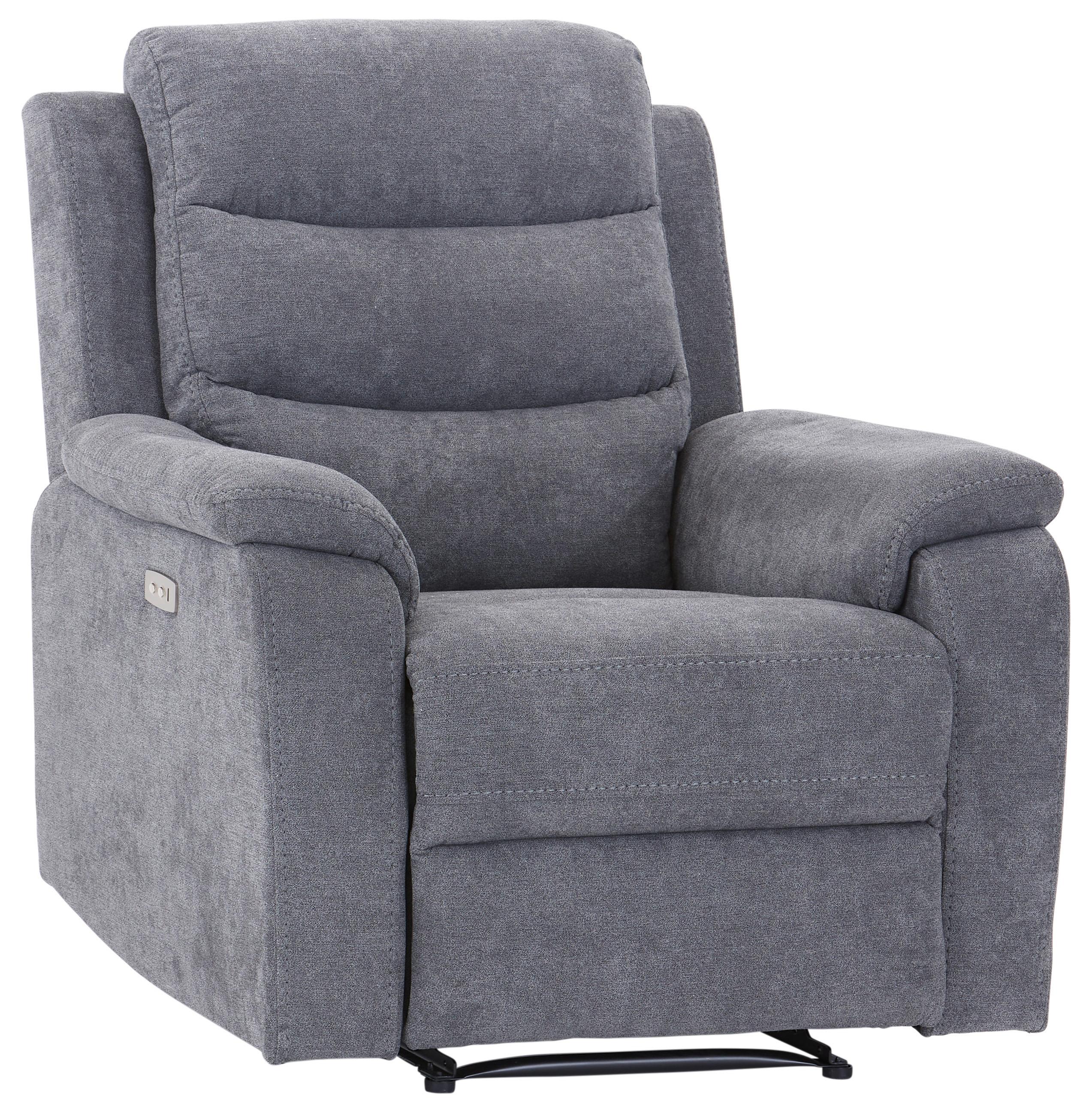Relaxačné kreslo MANCHESTER, sivá - čierna/sivá, Konventionell, textil/plast (92/102/93cm) - Based