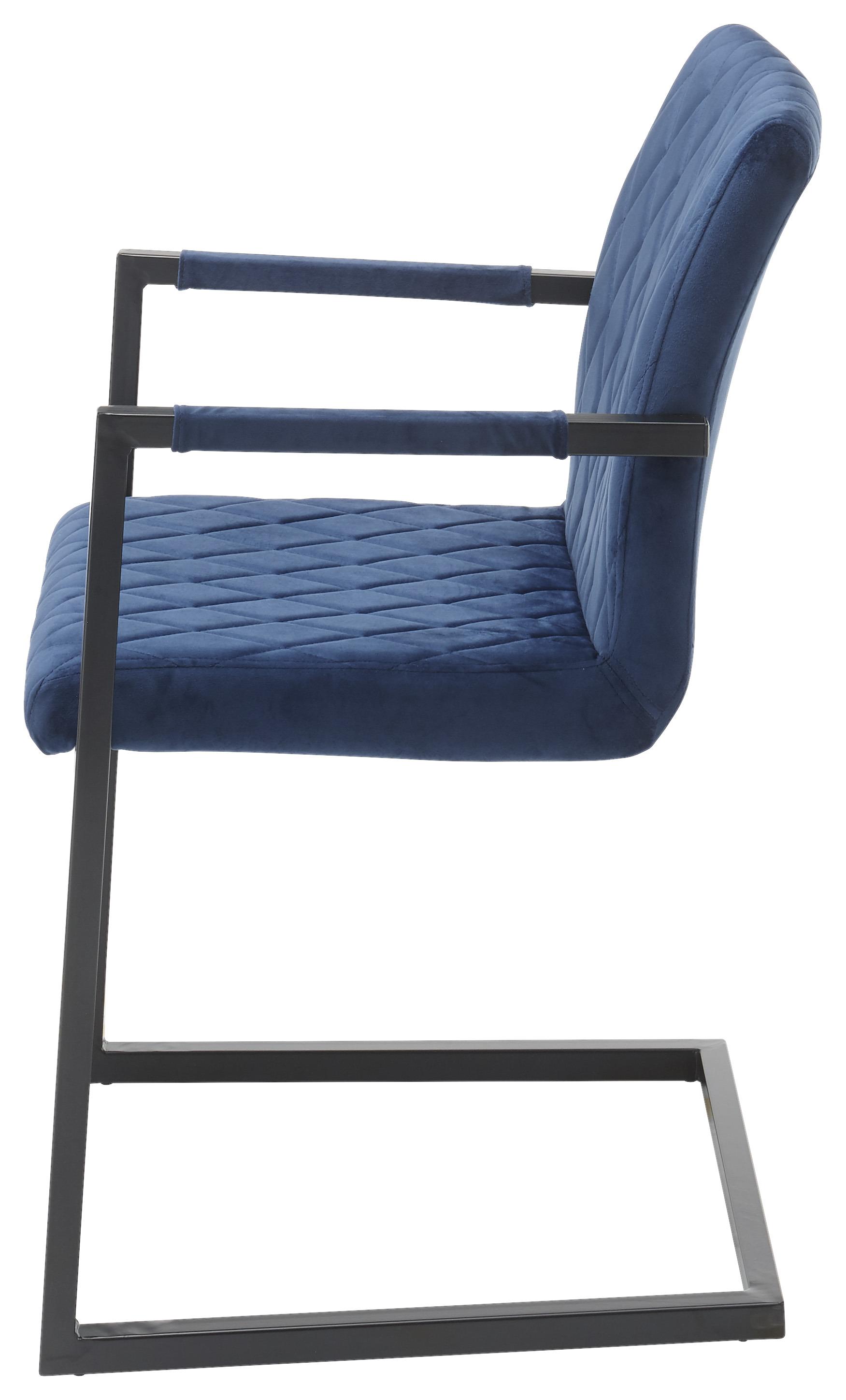 Schwingstuhl Kian Blau/Schwarz Gepolstert - Blau/Schwarz, MODERN, Textil/Metall (54/86/63cm) - MID.YOU