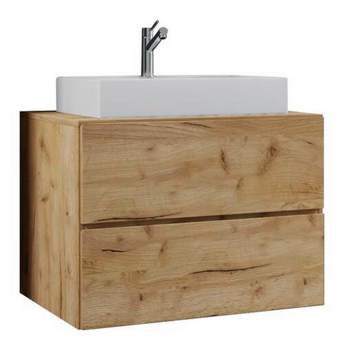 Waschbecken mit Unterschrank B: 60 cm Eiche Dekor - Honigeiche/Eichefarben, MODERN, Keramik/Holzwerkstoff (60cm) - MID.YOU