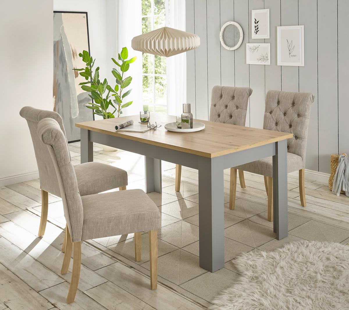 Esstisch Chambord Grau/eiche Artisan L: 160 Cm - Eiche Artisan/Grau, Design, Holzwerkstoff (160/90/76cm) - MID.YOU