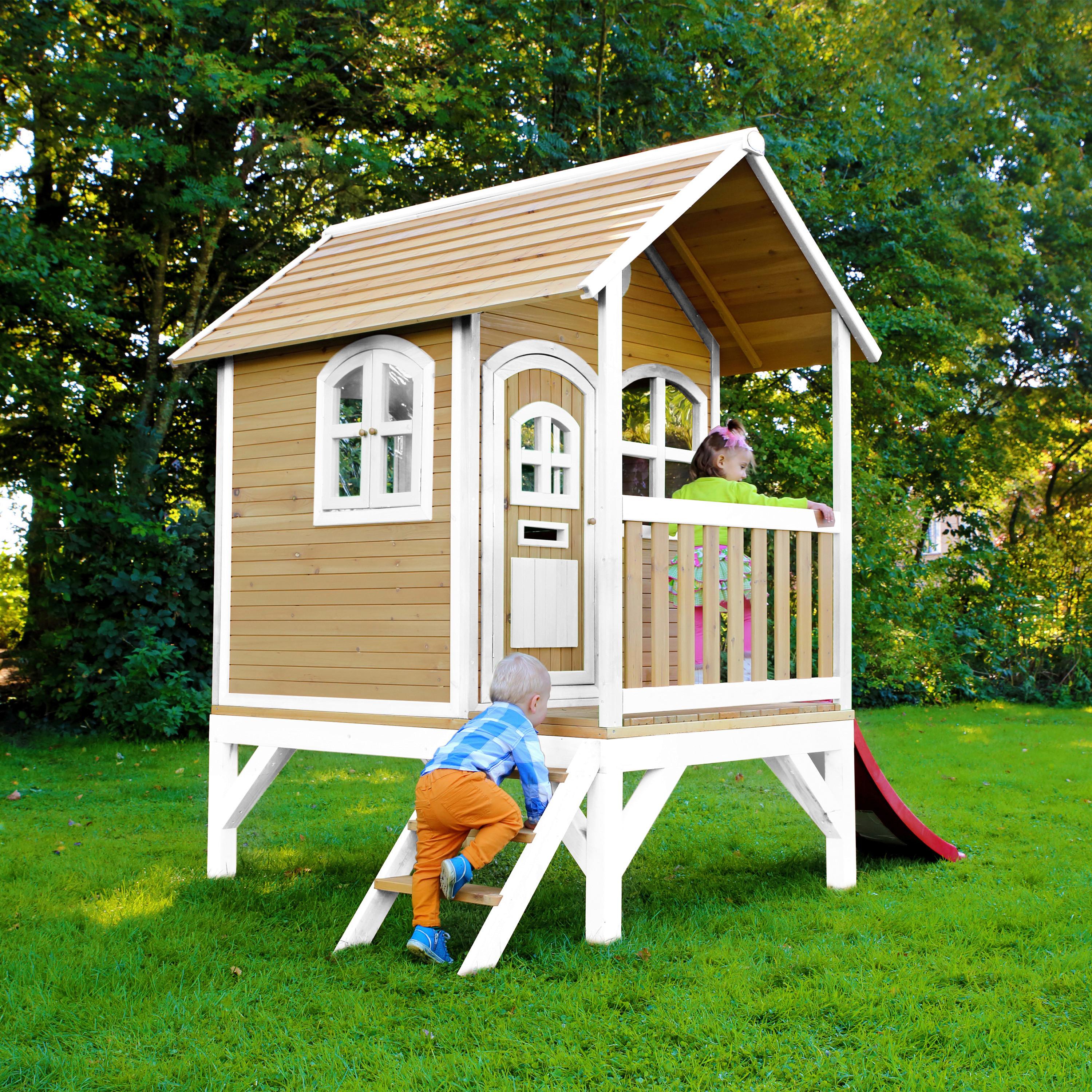 Spielhaus A030.036.21 - Rot/Braun, KONVENTIONELL, Holz (287/231/191cm) - Ambia Garden