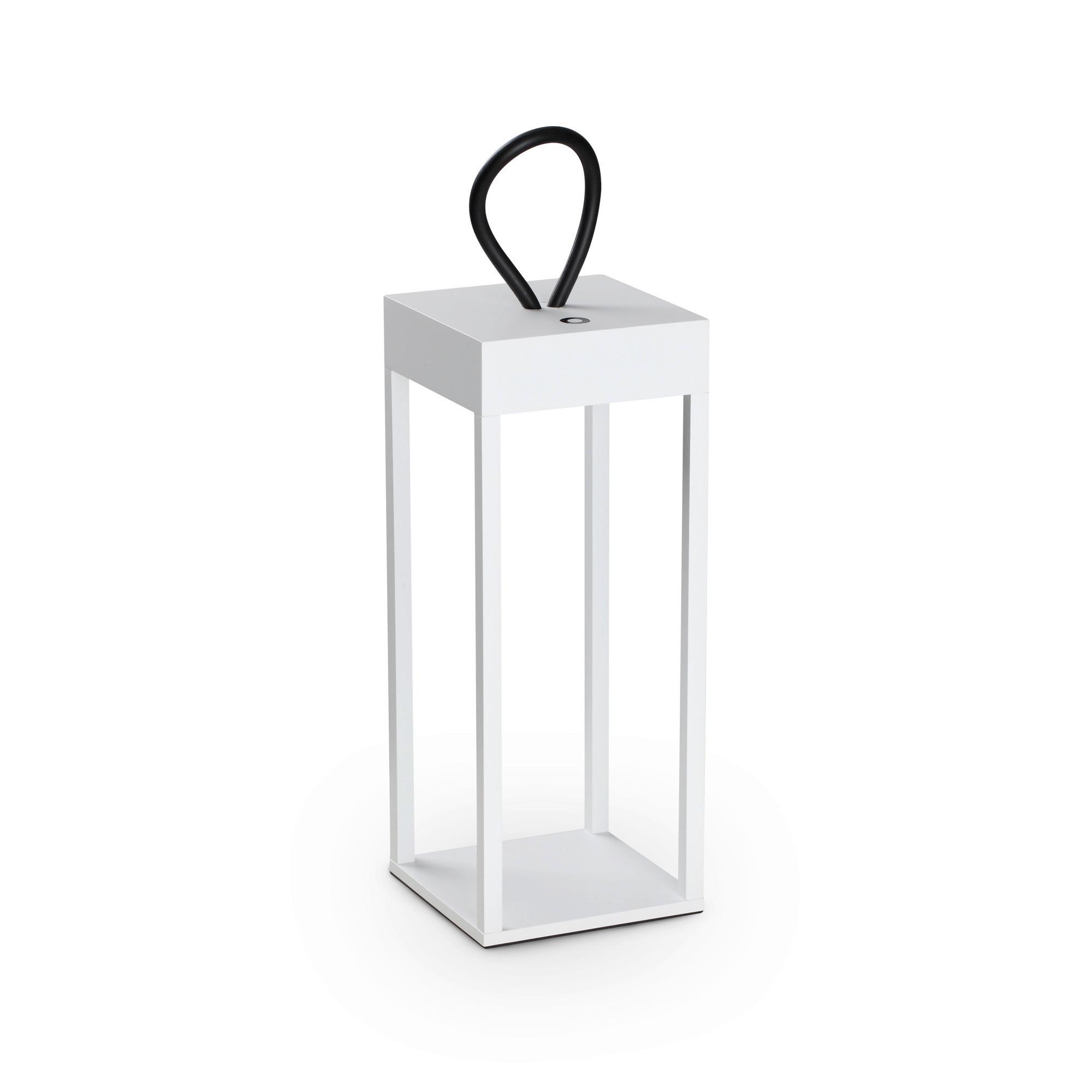 Akku-tischleuchte Bianco Weiß B: 12 Cm - Weiß, KONVENTIONELL, Metall (12/12/30cm) - Ideal Lux