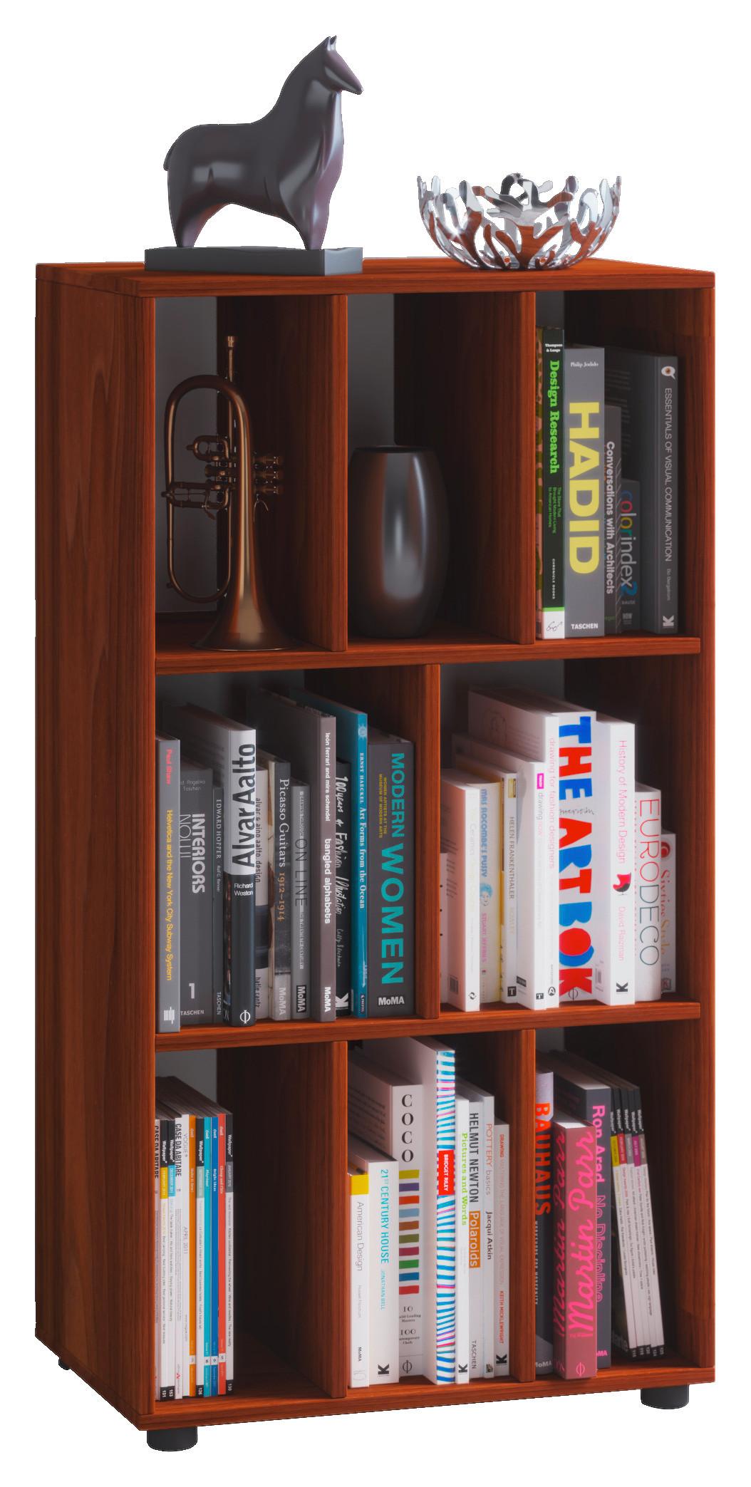 Regál WOTINO, barvy ořechu - černá/barvy ořechu, Moderní, kompozitní dřevo/plast (60/114/40cm) - MID.YOU