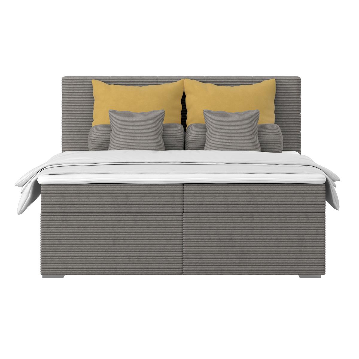 Čalúnená posteľ ADRIA 180x200 cm, antracitová - antracitová/chrómová, Konventionell, drevo/textil (180/200cm)