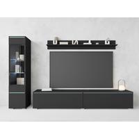 Obývacia stena VERA - čierna/sivá, Basics, kompozitné drevo/plast (210/130/33cm) - P & B