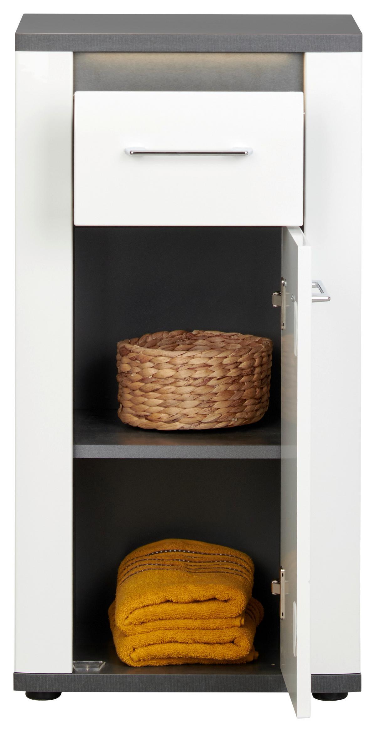 Unterschrank Mit Soft-Close + Led Alassio B: 42,4 cm, Weiß - Schwarz/Weiß, MODERN, Holzwerkstoff (42,4/81,8/33cm) - Luca Bessoni