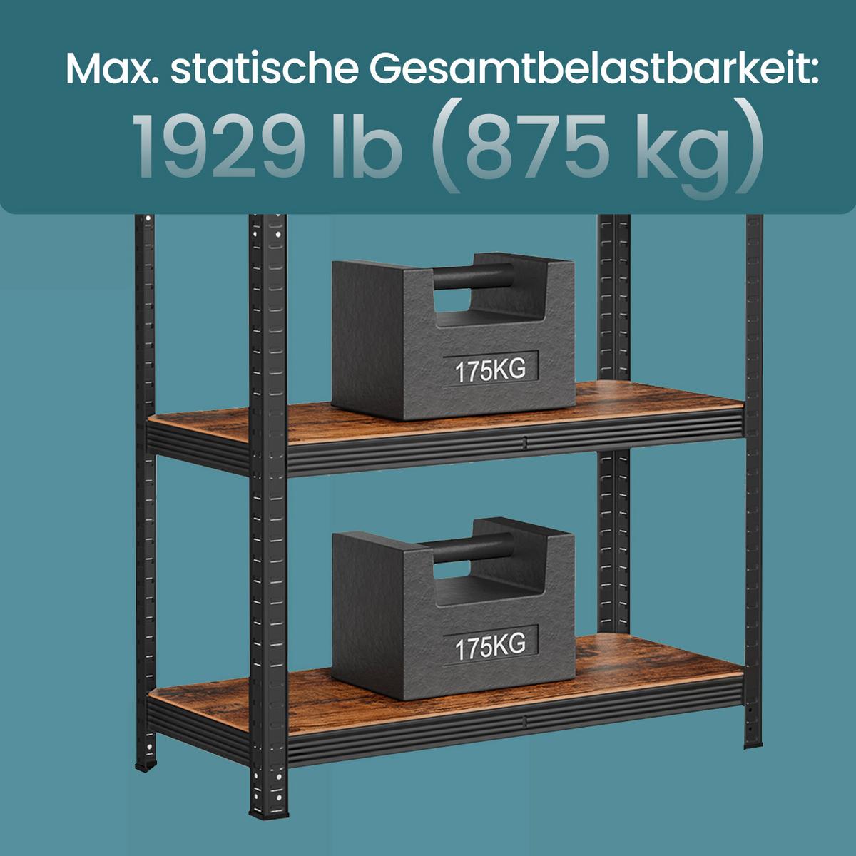 Schwerlastregal Braun, Schwarz B: 90 Cm - Schwarz/Braun, Basics, Holzwerkstoff/Metall (90/180/40cm)