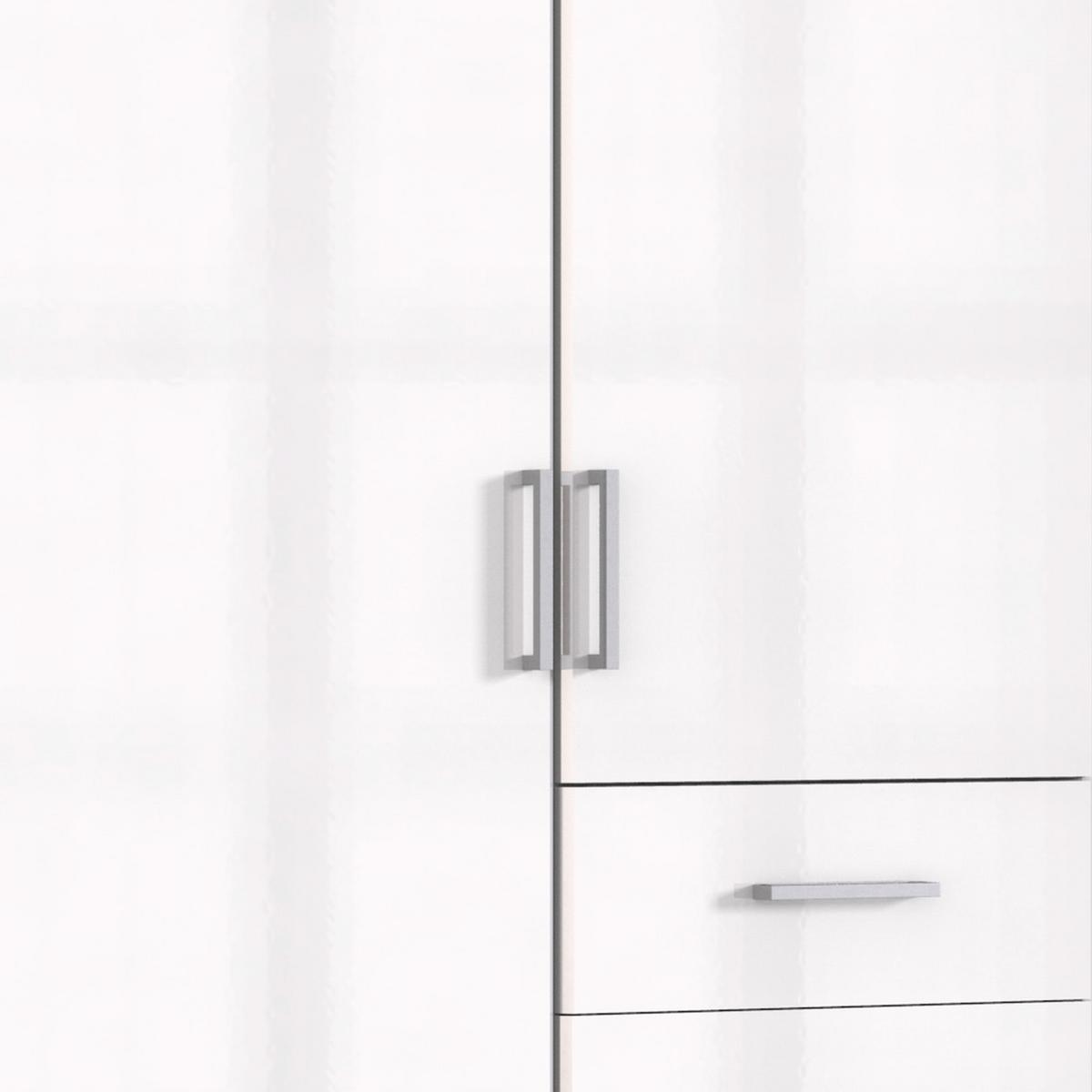 Drehtürenschrank mit Laden B: 91 cm Clack, Weiß - Weiß Hochglanz/Weiß, Basics, Holzwerkstoff (91/199/58cm) - MID.YOU