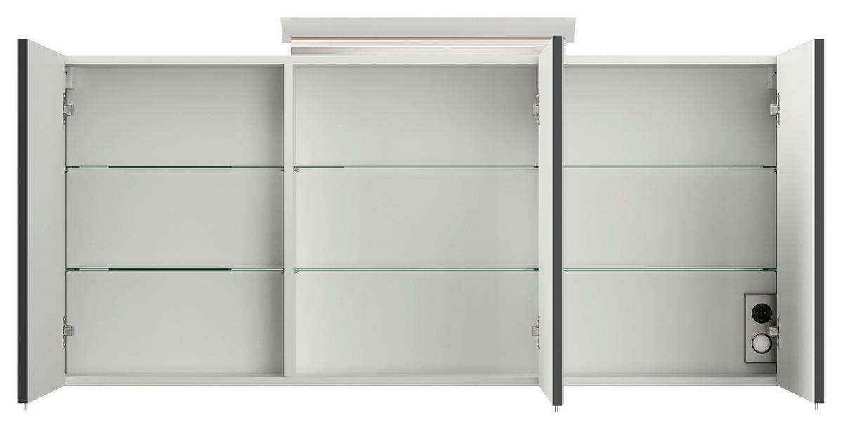 Spiegelschrank Graphitfarben B: 140 cm - Graphitfarben, MODERN, Glas/Holzwerkstoff (140/62/17cm) - MID.YOU