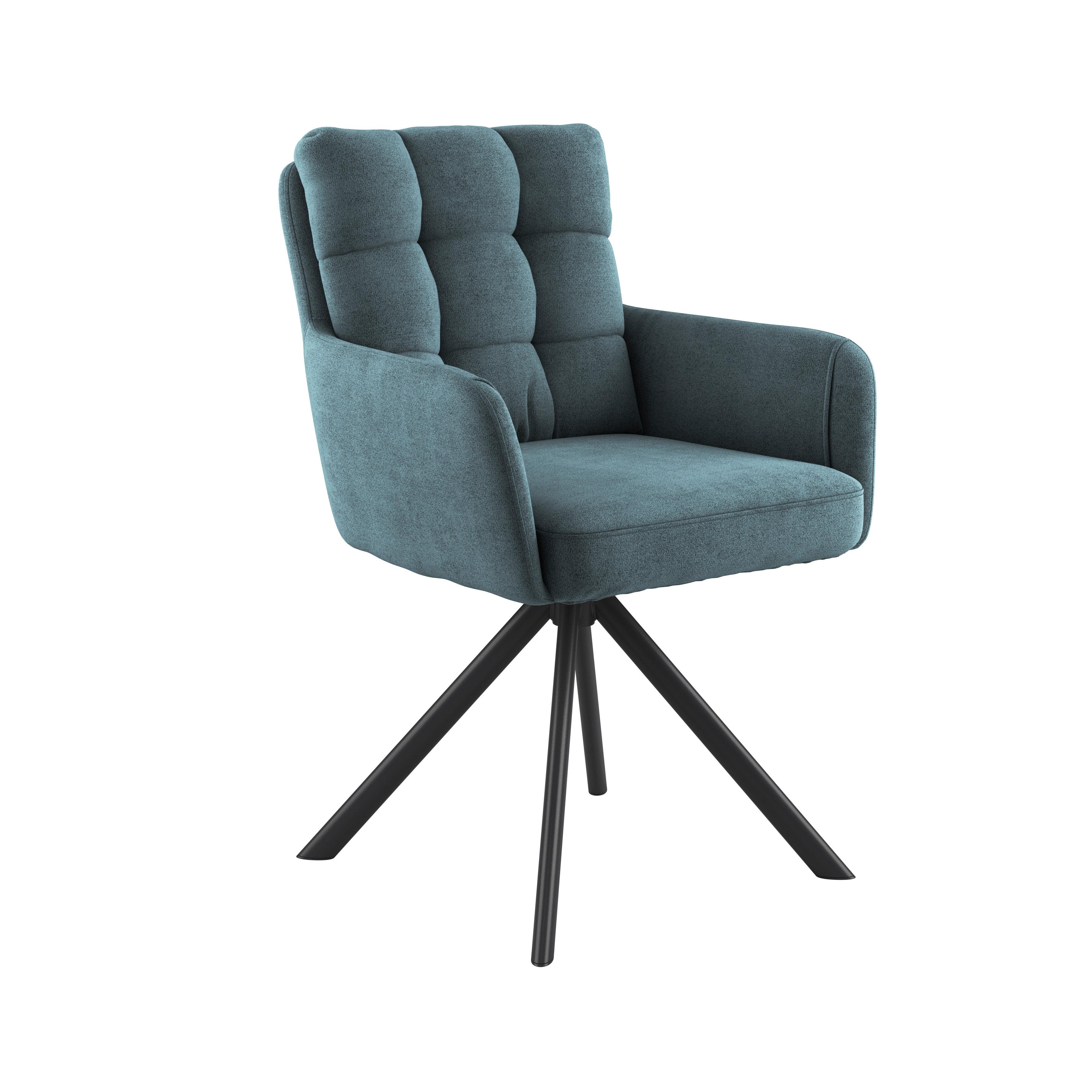 Armlehnstuhl Susan Blaugrün Schwarz/Sitzfläche 360°drehbar - Blau/Schwarz, KONVENTIONELL, Holz/Textil (59/90/66cm)
