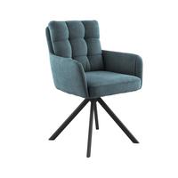 Armlehnstuhl Susan Blaugrün Schwarz/Sitzfläche 360°drehbar - Blau/Schwarz, KONVENTIONELL, Holz/Textil (59/90/66cm)