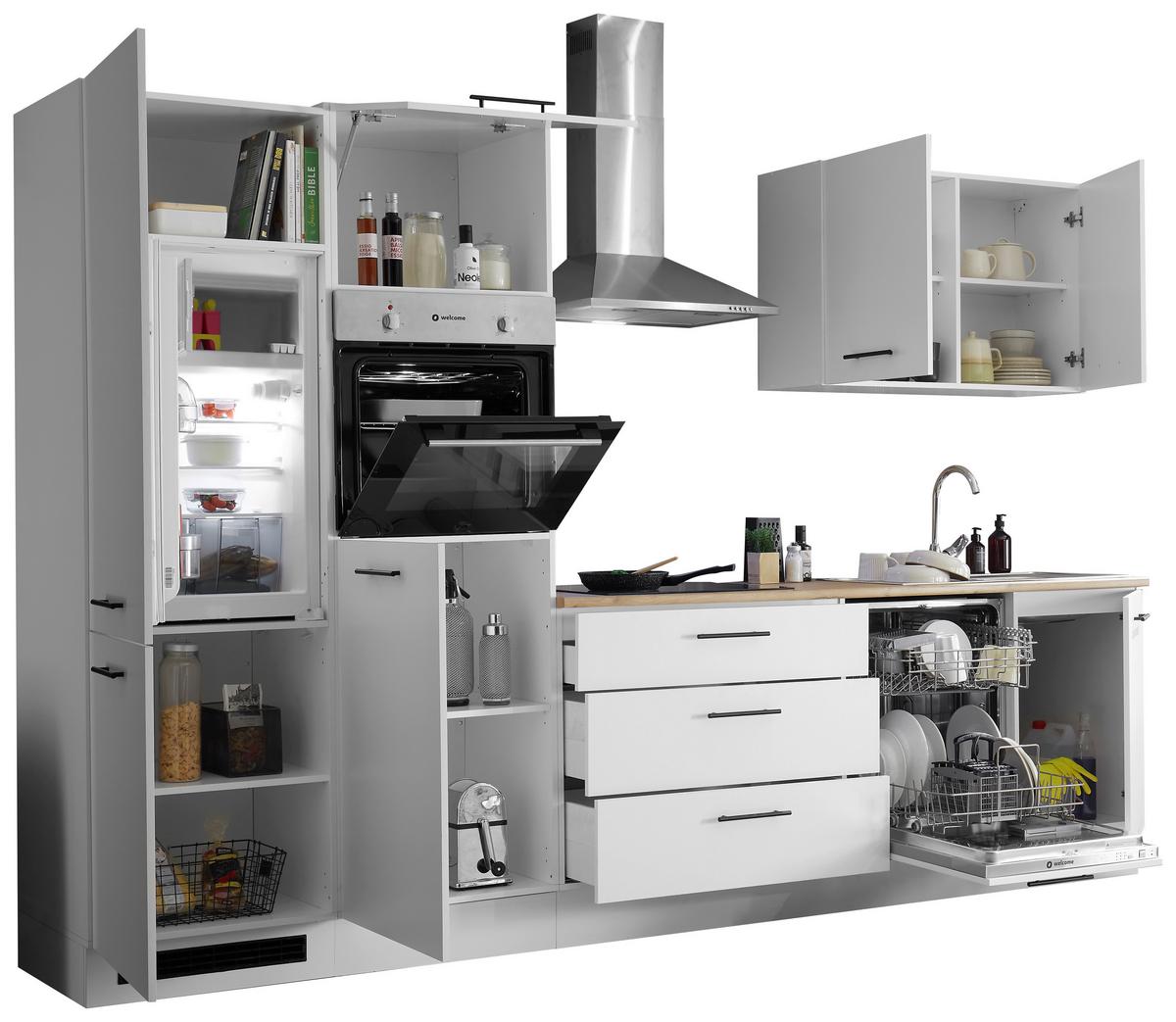 Küchenblock Tirol Weiß B: 310 cm - Eichefarben/Weiß, Basics, Holzwerkstoff (310cm) - MID.YOU