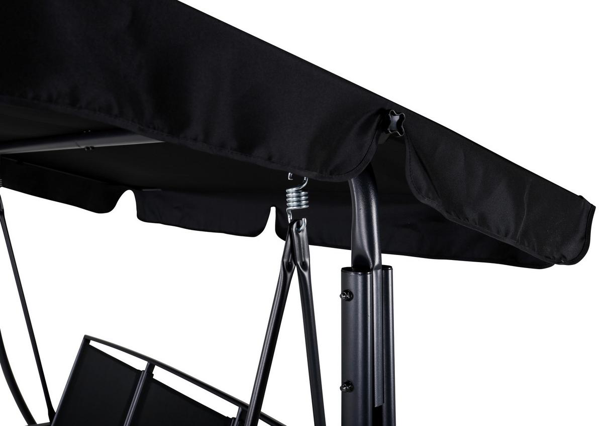 Hollywoodschaukel Madras - Schwarz, KONVENTIONELL, Textil/Metall (203/160/122cm) - Gardenson