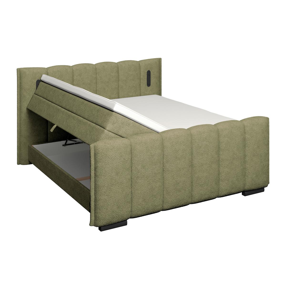 Boxspringbett Elysia inkl. Bettkasten 200x200 - Schwarz/Grün, Trend, Holz/Holzwerkstoff (200cm) - Luca Bessoni