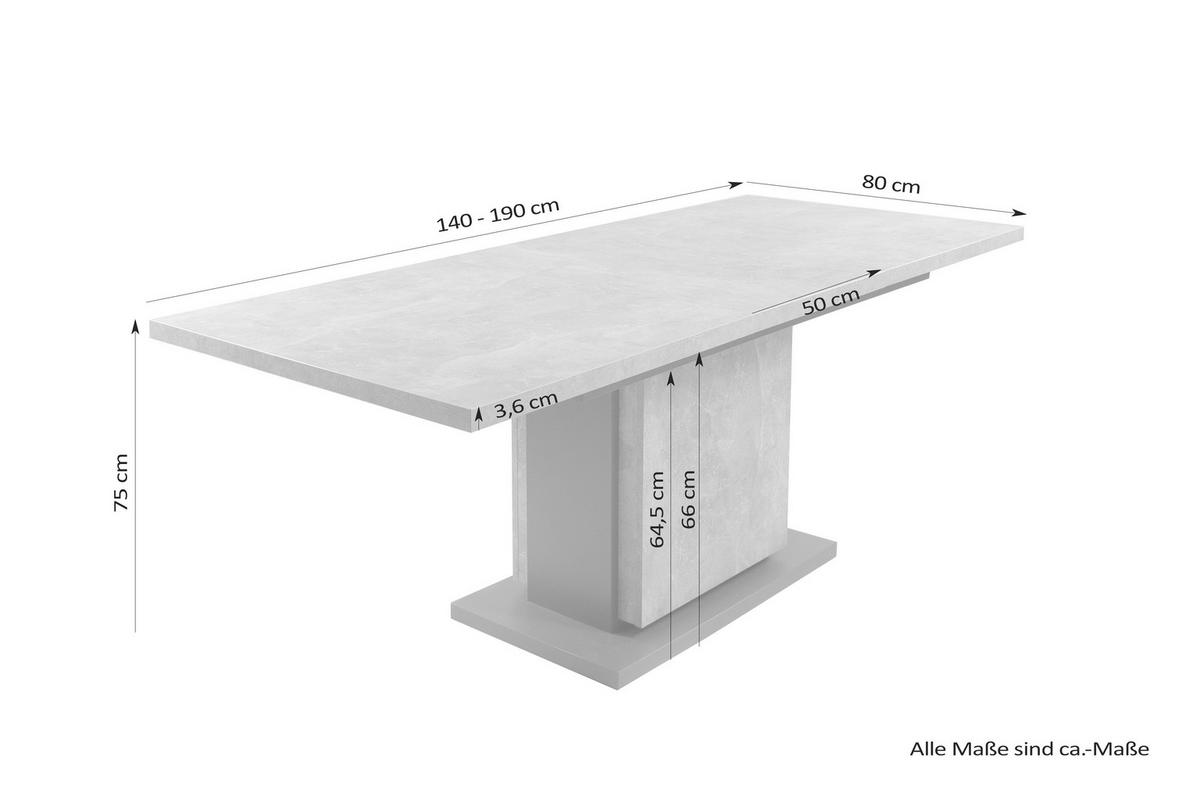Esstisch Ausziehbar Britta 140-190x80 Cm Grau - Anthrazit/Grau, MODERN, Holzwerkstoff (140/80/75cm) - MID.YOU