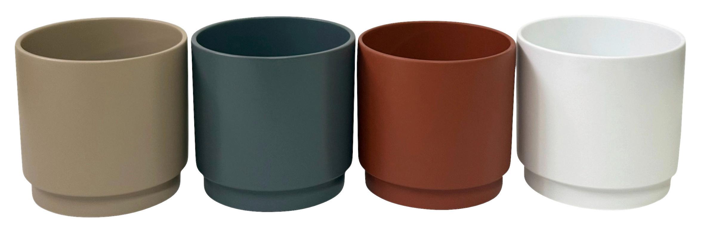 Blumentopf Lou - Hellbraun/Weiß Hochglanz, KONVENTIONELL, Keramik (13,7/12,6cm) - Luca Bessoni