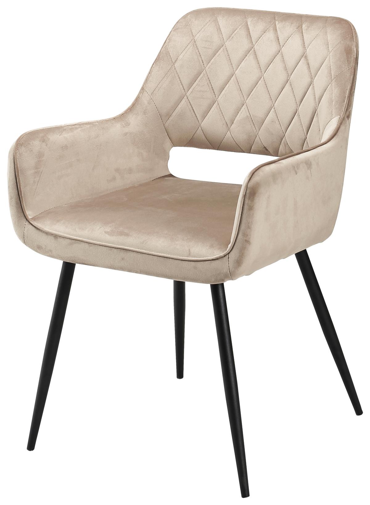 Židle s područkami béžová - černá/béžová, Moderní, kov/dřevo (55/79/59cm) - Mömax
