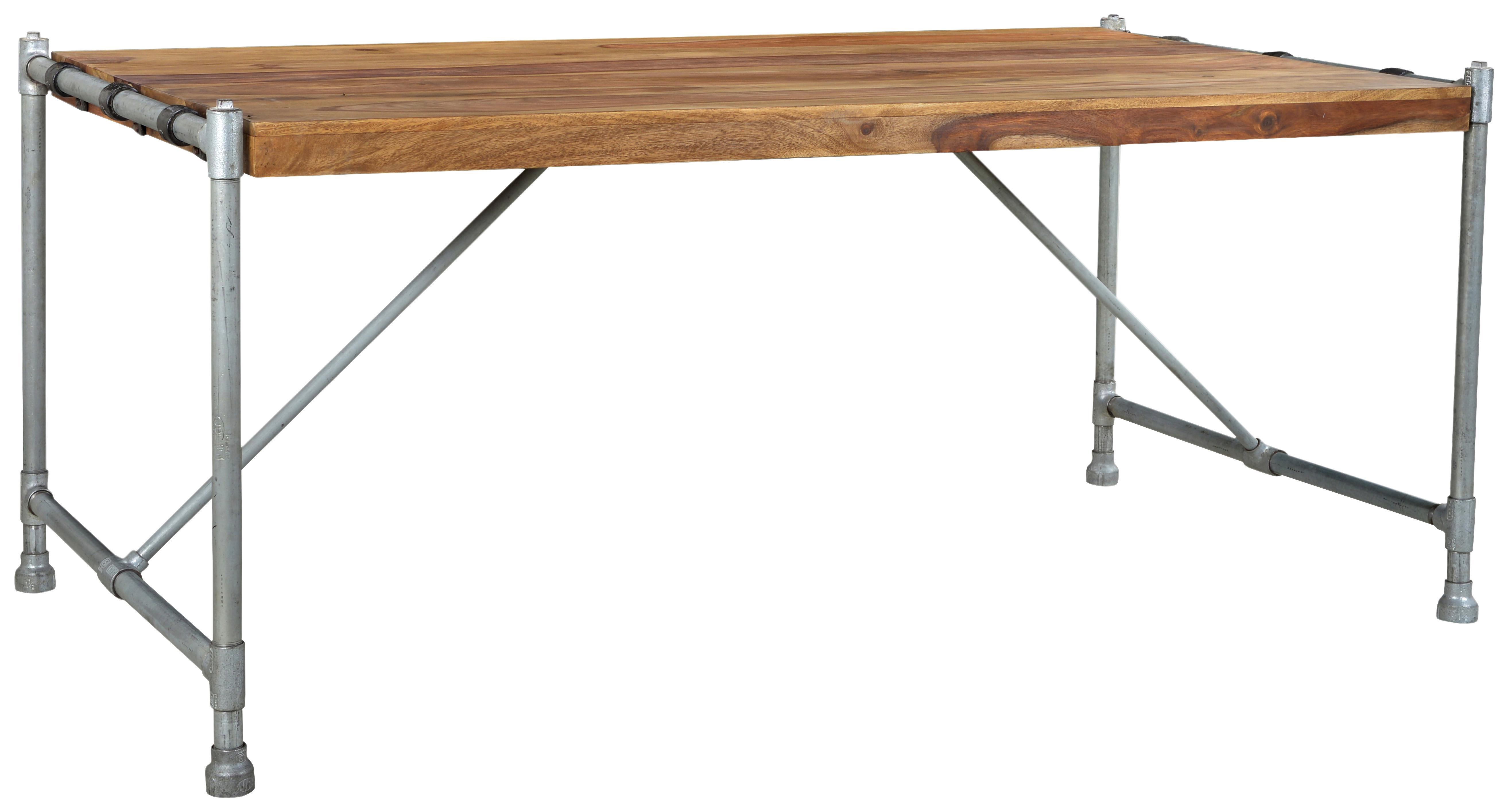 Esstisch Castelo B: 180 cm Echtholz - Silberfarben/Naturfarben, Basics, Holz/Metall (180/78/90cm)