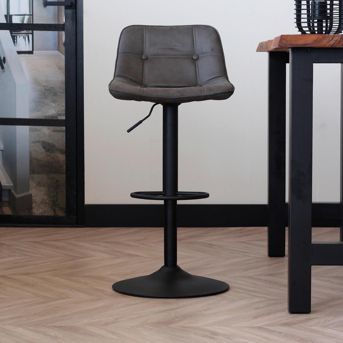 Barhocker-Set Ezra - Anthrazit/Schwarz, LIFESTYLE, Textil/Metall (49/87/43cm) - MID.YOU