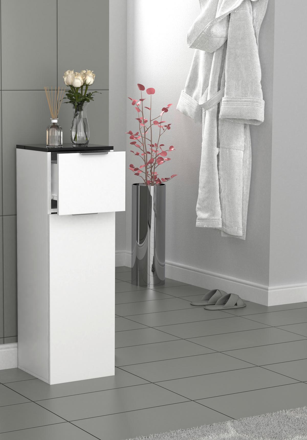 Highboard Donali Schwarz, Weiß B: 30 cm - Schwarz/Weiß, MODERN, Holzwerkstoff (30/95/30cm) - MID.YOU