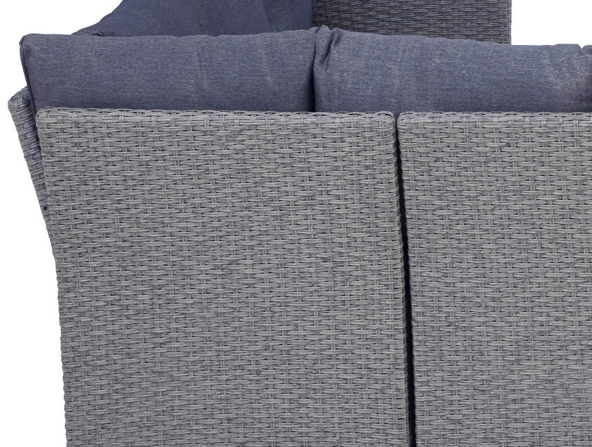 Loungegarnitur 6-Tlg Athena in Rattan-Optik mit Kissen - Schwarz/Grau, MODERN, Glas/Kunststoff - Beldano