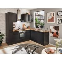 Eckküche Jazz 8 250 Schwarz S: 250x175 cm - Eichefarben/Schwarz, LIFESTYLE, Holzwerkstoff (250/175cm) - MID.YOU