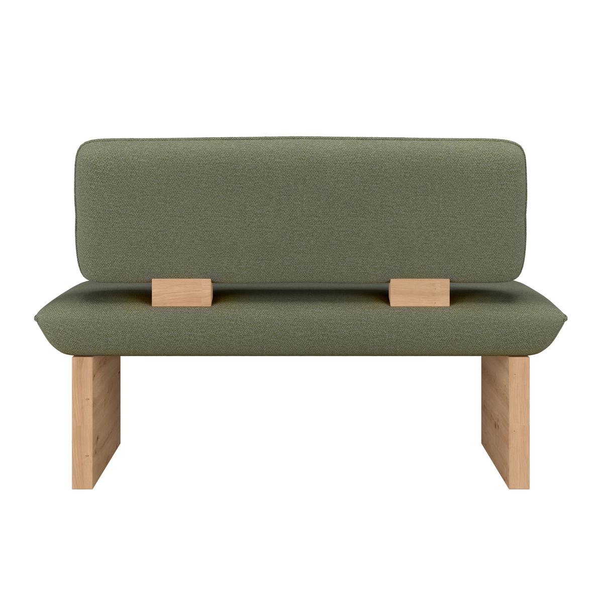 Sitzbank Beluna II Webstoff grün, B: 160cm - Eichefarben/Schwarz, KONVENTIONELL, Holzwerkstoff/Textil (160/87/67cm) - James Wood