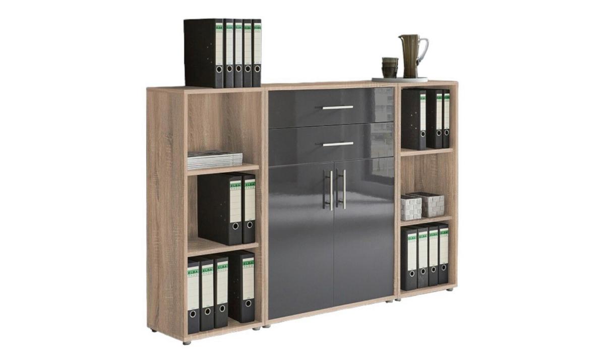 Aktenschrank Office Edition Anthr. Hg/eiche D. B: 172,6cm - Anthrazit Hochglanz/Sonoma Eiche, MODERN, Holzwerkstoff (172,6/113,6/33cm) - MID.YOU