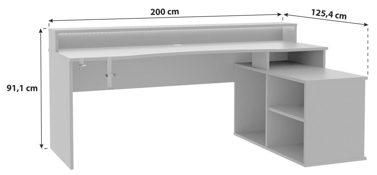 Herní stůl TEZAUR černá 200 cm - černá, Moderní, kov/kompozitní dřevo (200/125,4/91,1cm)