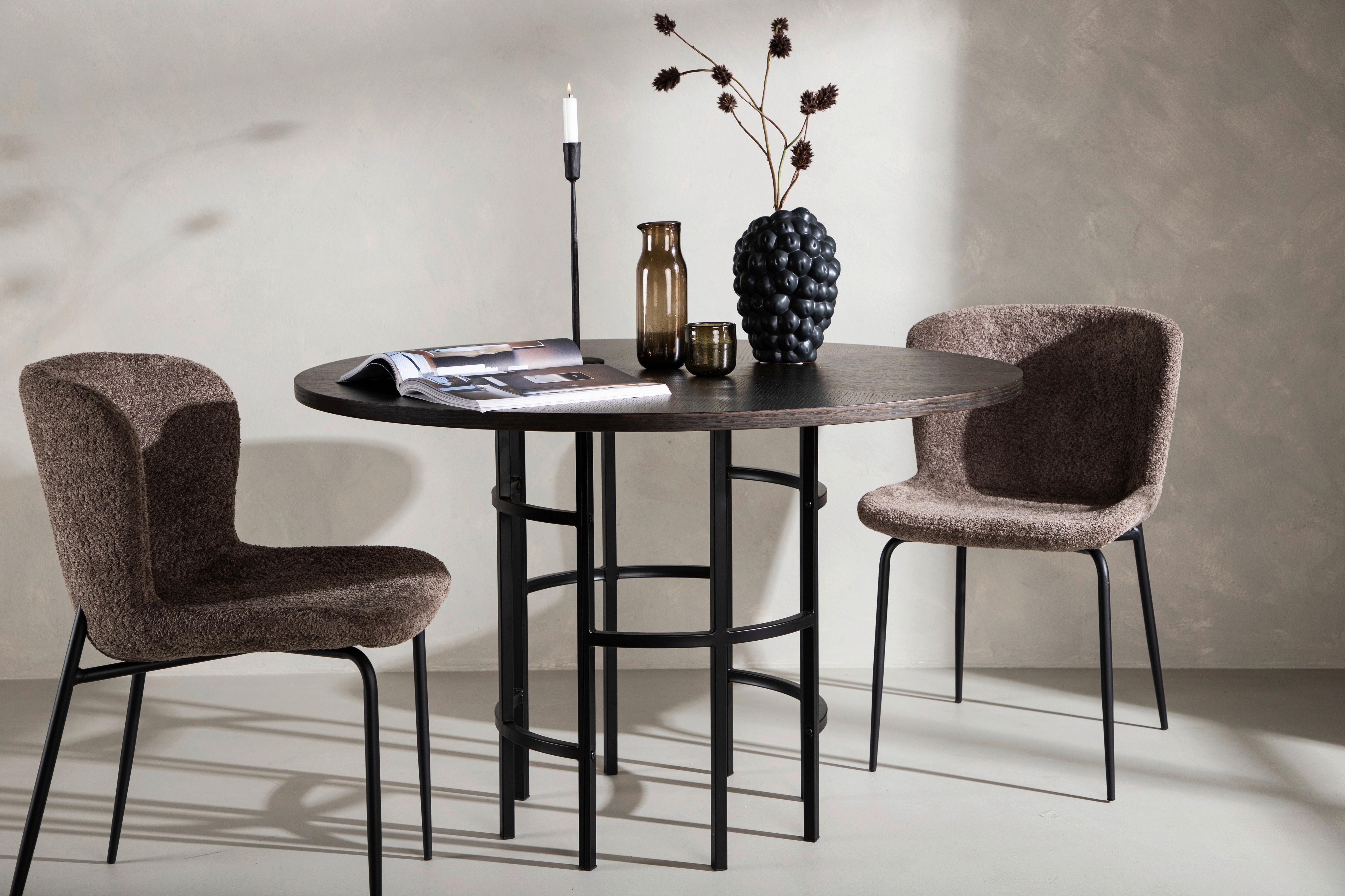 Esstisch Copenhagen - Schwarz/Braun, Design, Holz/Metall (115/115/74cm) - Livetastic