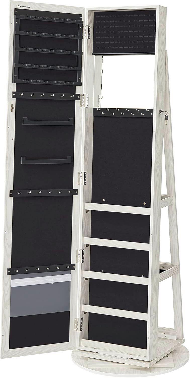 Schmuckschrank Eiche Bianco D: 55 cm - Eiche Bianco, Basics, Glas/Holzwerkstoff (55/155cm)