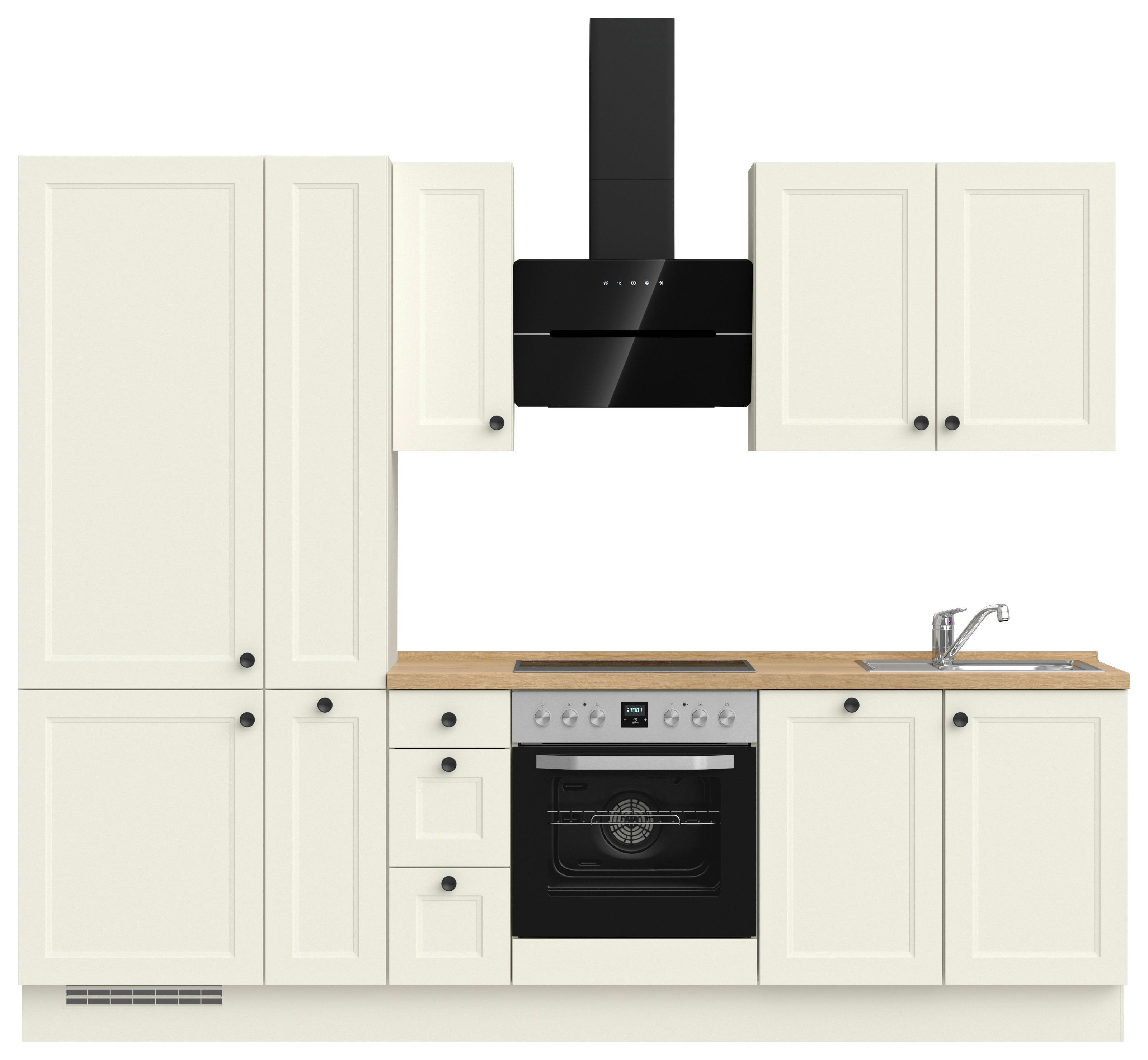 Kuchynská linka 270 cm, biela/dekor dub Sierra - čierna/biela, Modern, kov/kompozitné drevo (270cm) - Nobilia