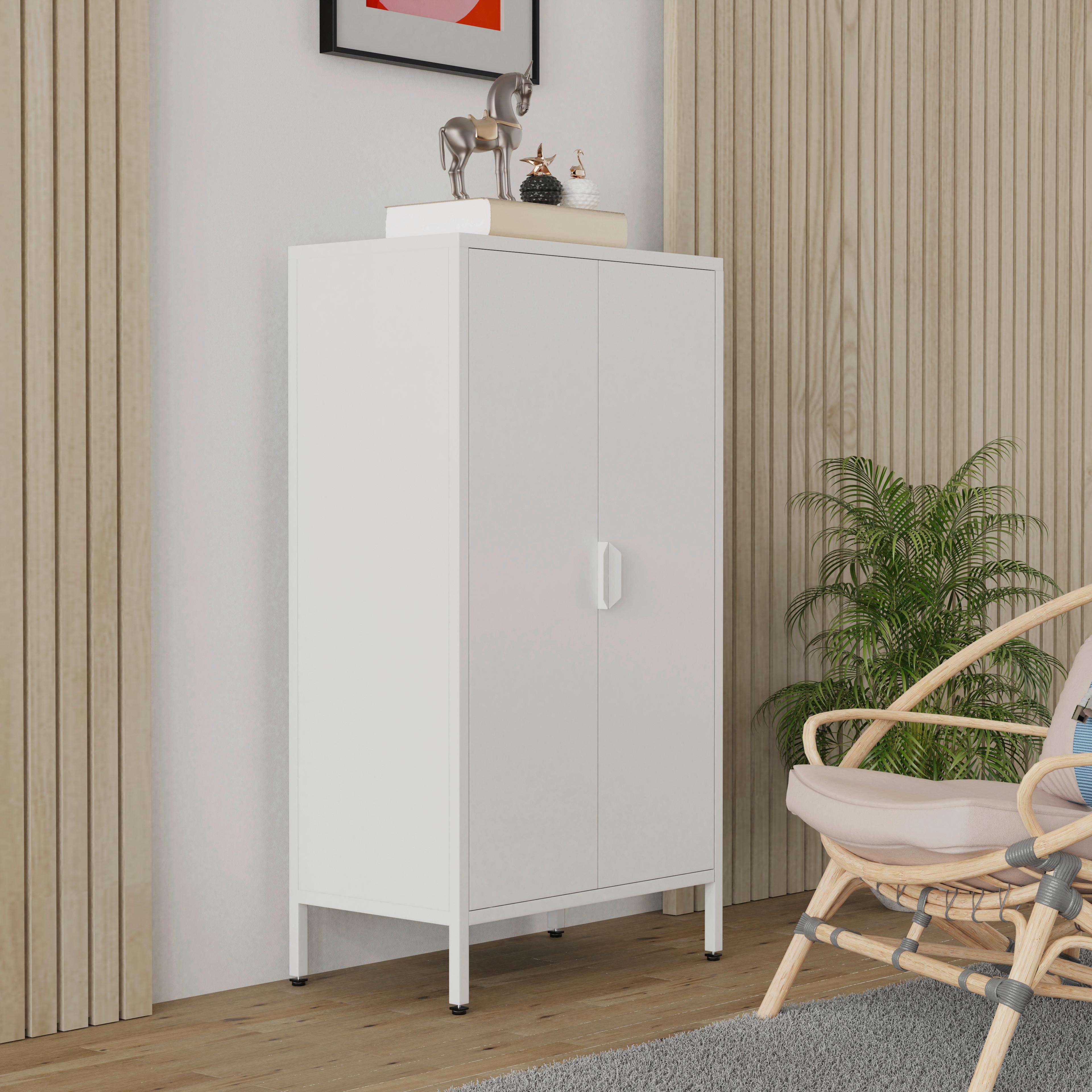 Highboard Flokas Weiß B: 60 cm - Weiß, Design, Metall (60/110/35cm) - MID.YOU