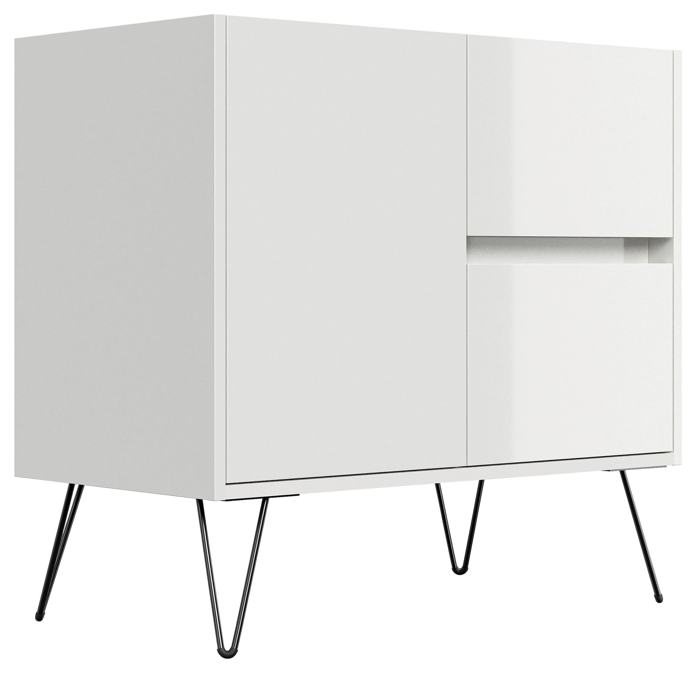 Sideboard Posseik Industrial Eichefarben/weiß B: 79 Cm - Weiß Hochglanz/Eichefarben, Design, Holzwerkstoff (79/75,8/42cm) - P & B