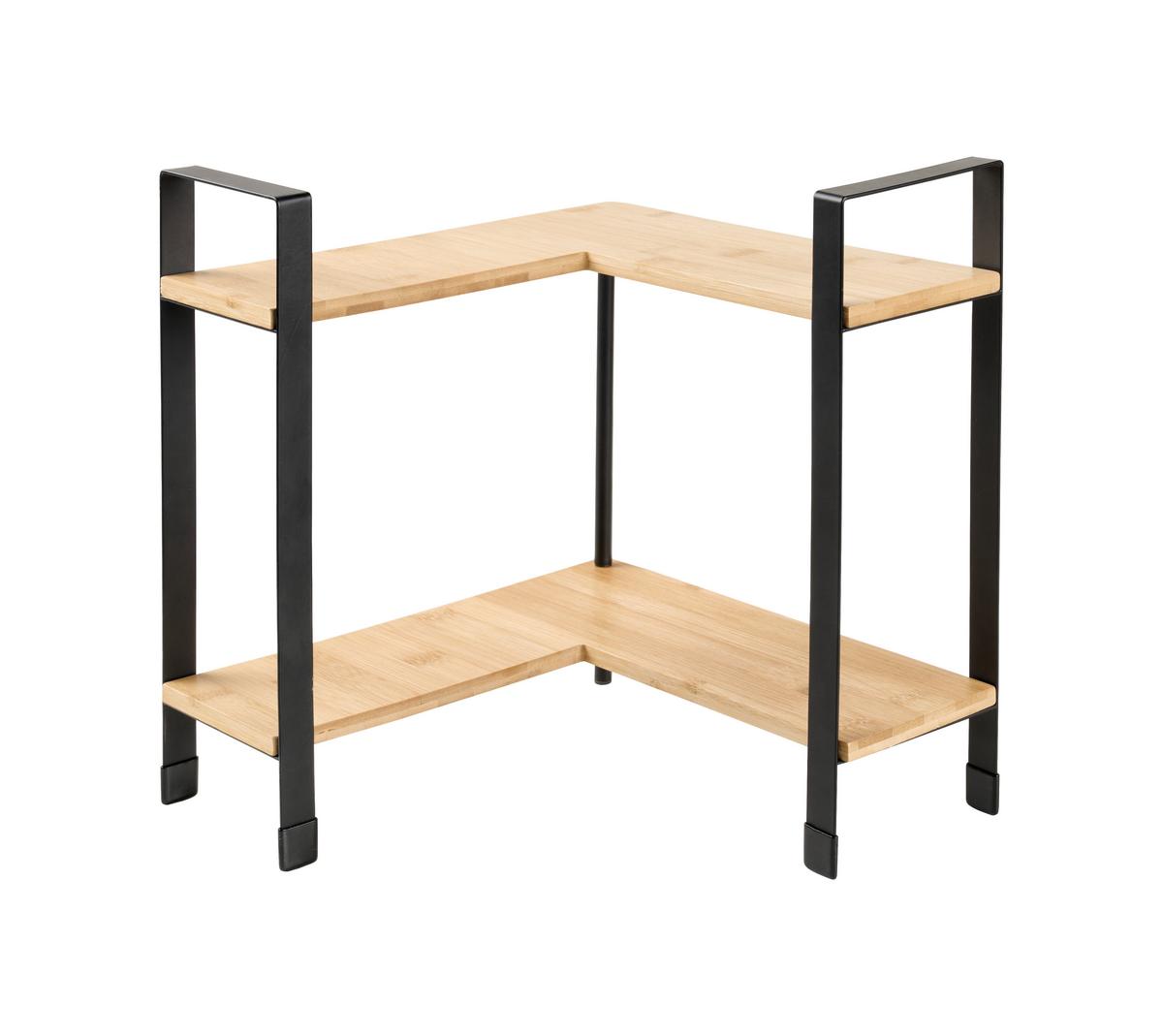 Kuchyňský regál RITA - CORNER - černá/přírodní barvy, Moderní, kov/přírodní materiály (30/33/30cm) - Mömax