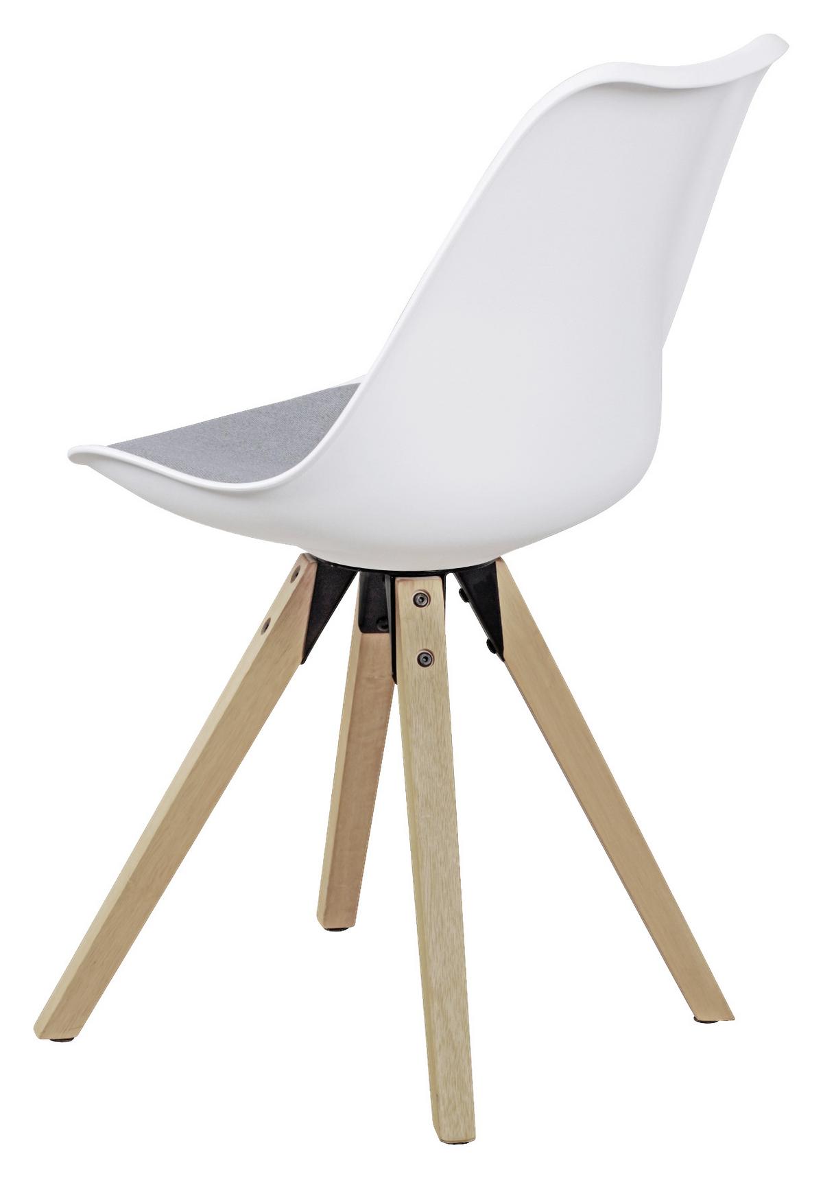 Schalenstuhl Lima Weiß Beine Echtholz 2er-Set - Eichefarben/Weiß, Design, Holz/Kunststoff (48/89/48cm) - MID.YOU