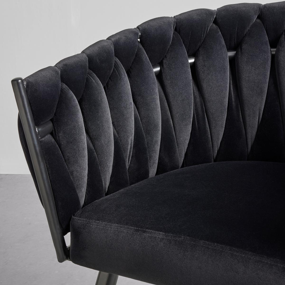 Židle s područkami černá samet - černá, Moderní, kov/dřevo (64/78/55cm) - Premium Living