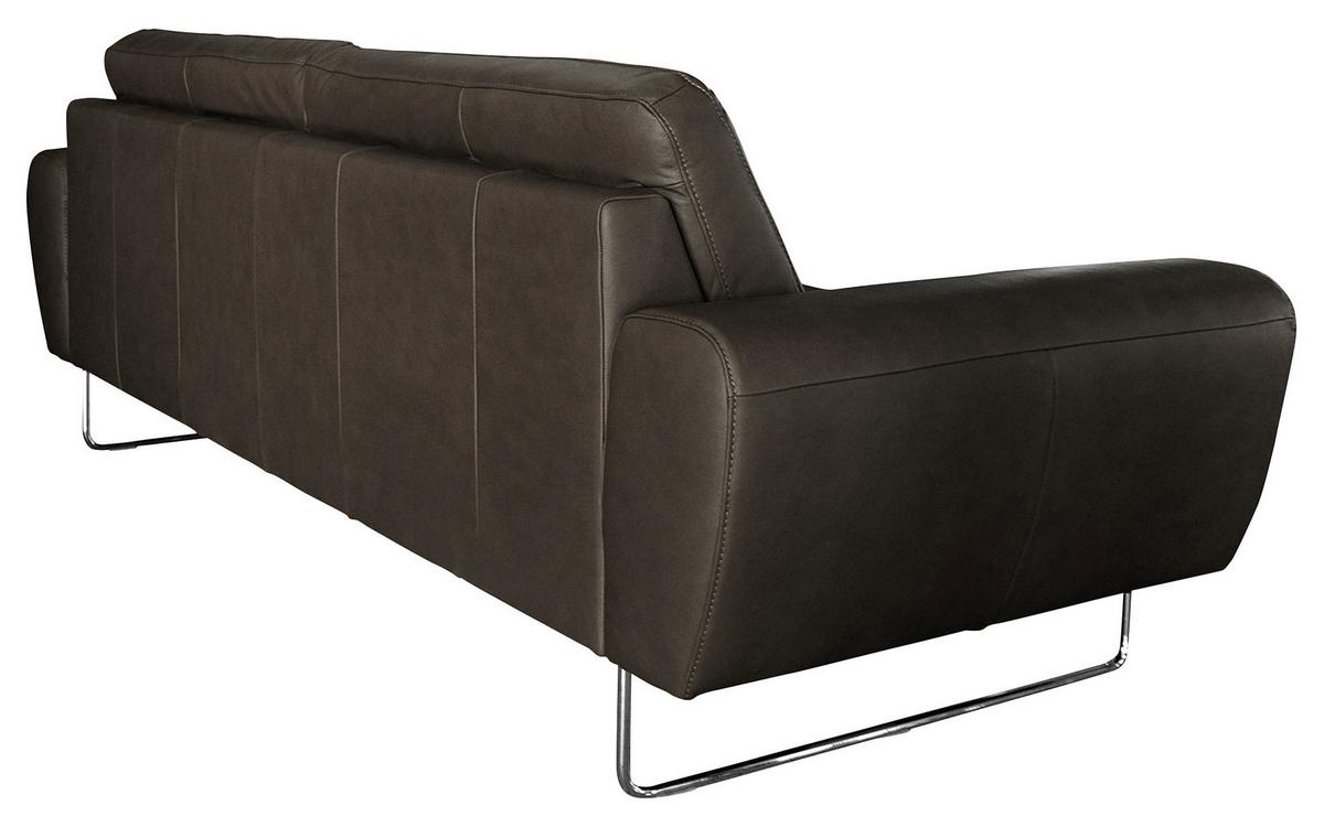 3-Sitzer-Sofa Spring Schwarz Chrom B: 207 cm - Chromfarben/Schwarz, Design, Leder (207/85/92cm) - Livetastic