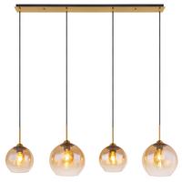 Hängeleuchte 15788-4h - Klar/Messingfarben, Design, Glas/Metall (120/25/120cm) - Globo