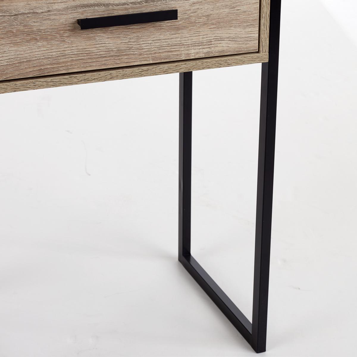 Nočný/prístavný stolík INDUSTRY - čierna/farba duba, Modern, kov/kompozitné drevo (41/60/30cm) - Livetastic