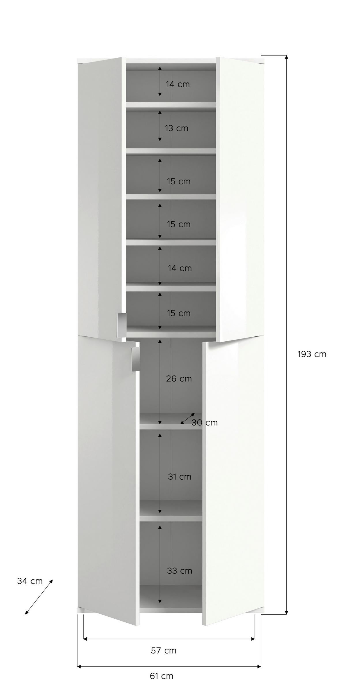 Garderobenschrank Projekt X Eiche Artisan B: 183 Cm - KONVENTIONELL, Glas/Holzwerkstoff (183/193/34cm) - MID.YOU