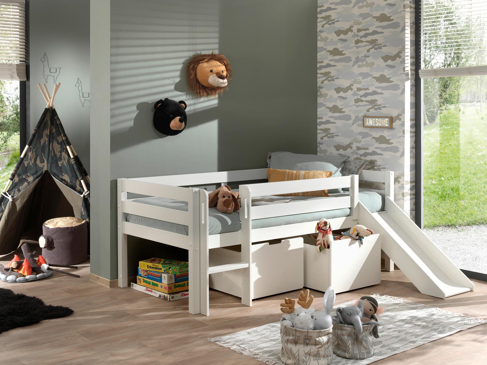 Spielbett PINO Weiß lackiert inkl. Bettladen 90x200 cm - Weiß, MODERN, Holz/Holzwerkstoff (90/200cm) - Vipack