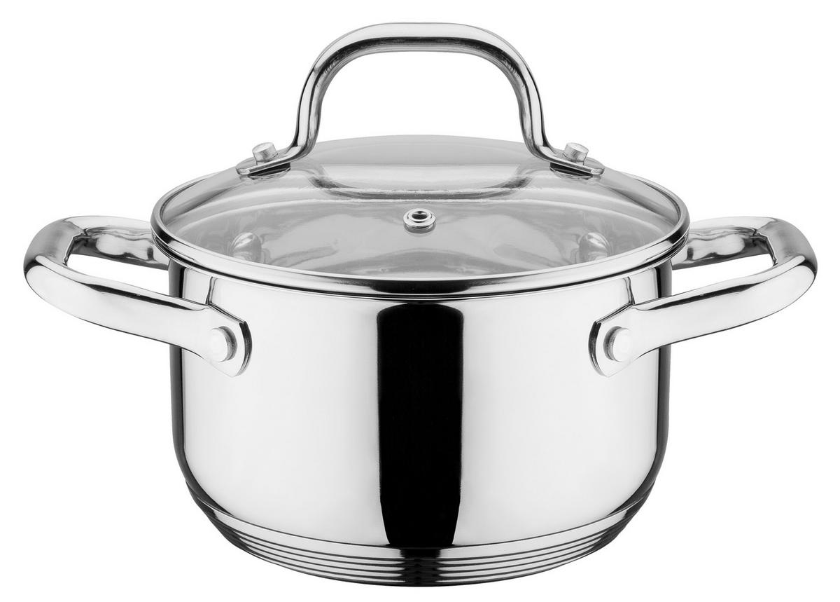 Kochtopfset Trentino Edelstahl, Rostfrei, 5-Teilig - Klar/Edelstahlfarben, Basics, Glas/Metall - GSW