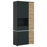 Vitrine Luci Grau Eiche Artisan/grau B: 90,4 Cm - Schwarz/Eiche Artisan, Trend, Glas/Holzwerkstoff (90,4/199/40cm) - MID.YOU