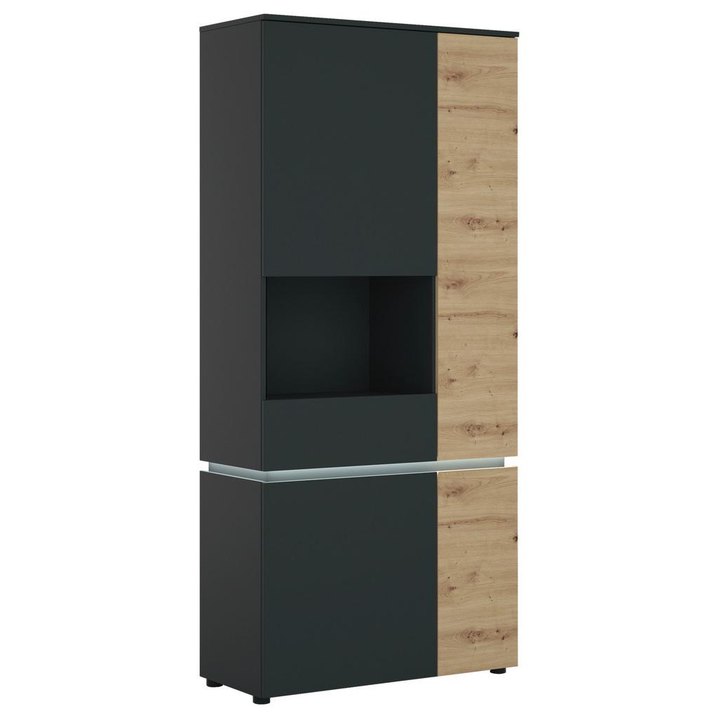 Vitrine Luci Grau Eiche Artisan/Grau B: 90,4 cm