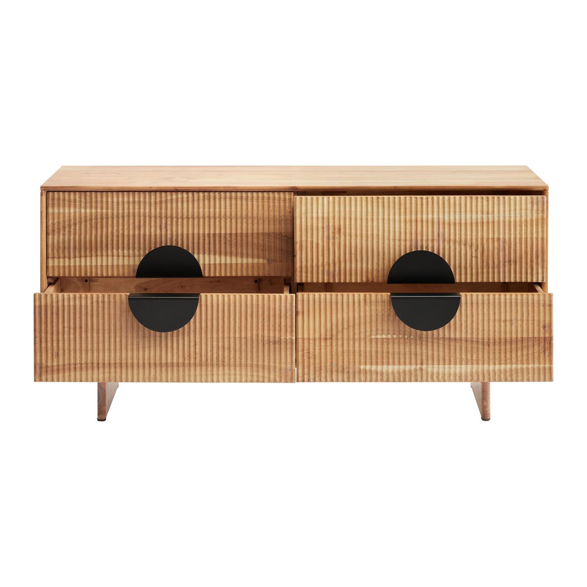 Nízka komoda ROSY akácia - čierna/farba akácie, Lifestyle, kov/drevo (140/65/38cm) - Premium Living